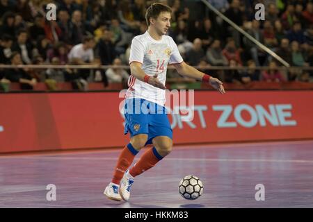 Seixal, Portugal. 29. Januar 2017. FUTSAL: PORTUGAL x Russland - Danil Davydov in Aktion beim freundlichen Futsal-Spiel zwischen Portugal und Russland in Seixal, Portugal. Foto: Bruno de Carvalho/Alamy Stockfoto