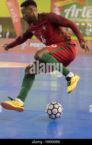 Seixal, Portugal. 29. Januar 2017. FUTSAL: PORTUGAL x Russland - Anilton in Aktion beim freundlichen Futsal-Spiel zwischen Portugal und Russland in Seixal, Portugal. Bildnachweis: Bruno de Carvalho/Alamy Live News Stockfoto