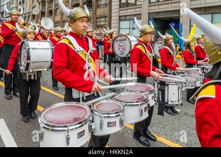 Vancouver, Kanada. 29. Januar 2017. Burnaby Norden Secondary School Marching Band während der Chinese New Year Parade Vancouver, Britisch-Kolumbien. Bildnachweis: Michael Wheatley/Alamy Live-Nachrichten Stockfoto