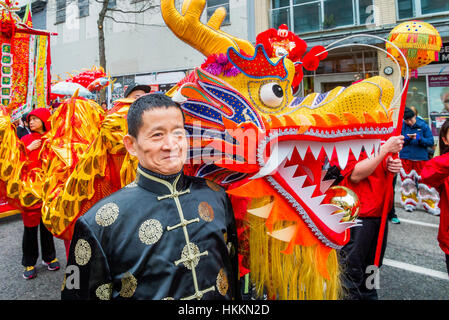 Vancouver, Kanada. 29. Januar 2017. Chinesisches Neujahr parade Vancouver, Britisch-Kolumbien. Bildnachweis: Michael Wheatley/Alamy Live-Nachrichten Stockfoto