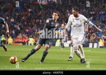 Madrid, Spanien. 29. Januar 2017. Sergio Ramos (Verteidiger; Real Madrid) in Aktion während der La Liga-Spiel zwischen Real Madrid und Real Sociedad im Santiago Bernabeu in Madrid. Bildnachweis: Jack Abuin/ZUMA Draht/Alamy Live-Nachrichten Stockfoto