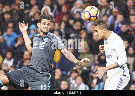 Madrid, Spanien. 29. Januar 2017. Danilo (Verteidiger; Real Madrid) in Aktion während der La Liga-Spiel zwischen Real Madrid und Real Sociedad im Santiago Bernabeu in Madrid. Bildnachweis: Jack Abuin/ZUMA Draht/Alamy Live-Nachrichten Stockfoto