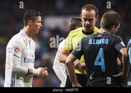 Madrid, Spanien. 29. Januar 2017. Cristiano Ronaldo (vorwärts; Real Madrid) in Aktion während der La Liga-Spiel zwischen Real Madrid und Real Sociedad im Santiago Bernabeu in Madrid. Bildnachweis: Jack Abuin/ZUMA Draht/Alamy Live-Nachrichten Stockfoto