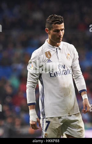 Madrid, Spanien. 29. Januar 2017. Cristiano Ronaldo (vorwärts; Real Madrid) in Aktion während der La Liga-Spiel zwischen Real Madrid und Real Sociedad im Santiago Bernabeu in Madrid. Bildnachweis: Jack Abuin/ZUMA Draht/Alamy Live-Nachrichten Stockfoto