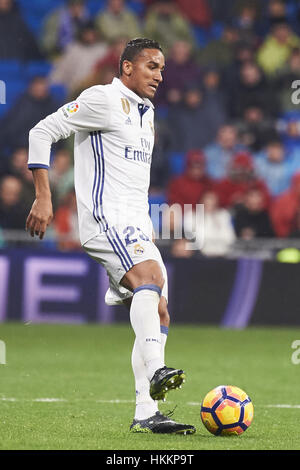 Madrid, Spanien. 29. Januar 2017. Danilo (Verteidiger; Real Madrid) in Aktion während der La Liga-Spiel zwischen Real Madrid und Real Sociedad im Santiago Bernabeu in Madrid. Bildnachweis: Jack Abuin/ZUMA Draht/Alamy Live-Nachrichten Stockfoto