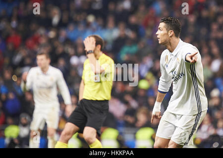 Madrid, Spanien. 29. Januar 2017. Cristiano Ronaldo (vorwärts; Real Madrid) in Aktion während der La Liga-Spiel zwischen Real Madrid und Real Sociedad im Santiago Bernabeu in Madrid. Bildnachweis: Jack Abuin/ZUMA Draht/Alamy Live-Nachrichten Stockfoto