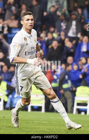 Madrid, Spanien. 29. Januar 2017. Cristiano Ronaldo (vorwärts; Real Madrid) in Aktion während der La Liga-Spiel zwischen Real Madrid und Real Sociedad im Santiago Bernabeu in Madrid. Bildnachweis: Jack Abuin/ZUMA Draht/Alamy Live-Nachrichten Stockfoto