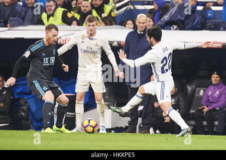 Madrid, Spanien. 29. Januar 2017. ISCO (Mittelfeldspieler; Real Madrid) in Aktion während der La Liga-Spiel zwischen Real Madrid und Real Sociedad im Santiago Bernabeu in Madrid. Bildnachweis: Jack Abuin/ZUMA Draht/Alamy Live-Nachrichten Stockfoto