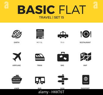 Basis-Set Travel Icons Stock Vektor