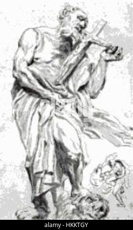 Das Skulpturenwerk von Gian Lorenzo Bernini, St. Hieronymus und der Löwe, fängt die biblische Szene von St. Hieronymus in der Wüste mit einem Löwen ein und präsentiert Berninis barocken Stil und Meisterschaft der Emotion in der Bildhauerei. Stockfoto
