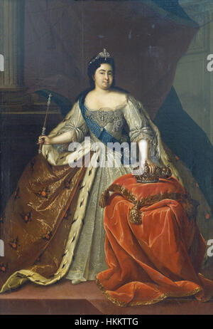 Das Porträt von Katharina I. von Russland von Buchholz zeigt die russische Kaiserin in königlicher Pose, die ihren kaiserlichen Status und den künstlerischen Stil des 18. Jahrhunderts widerspiegelt. Stockfoto