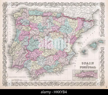 1855 Colton Karte von Spanien - Geographicus - Spanien-Colton-1855 Stockfoto