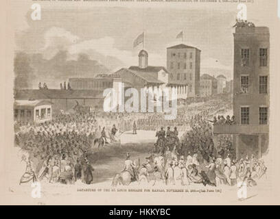 Winslow Homers Gemälde von 1860 mit dem Titel „Abolitionist Disulsion“ zeigt eine Szene im Zusammenhang mit der Abolitionsbewegung im Tremont-Tempel in Boston. Das Kunstwerk veranschaulicht die Spannungen um die Abschaffung der Sklaverei in Amerika im 19. Jahrhundert. Stockfoto