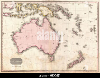 1818 Pinkerton Karte von Australien und Neuseeland - Geographicus - AustraliaNewZealand-Pinkerton-1818 Stockfoto