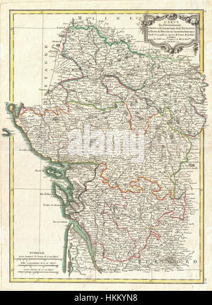 1771 Bonne Karte von Poitou, Touraine und Anjou, Frankreich - Geographicus - Poitou-Bonne-1771 Stockfoto