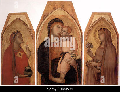 Ambrogio Lorenzetti - Madonna mit Kind und Maria Magdalena und St. Dorothea - WGA13467 Stockfoto