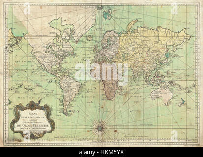 1778 bellin Seekarte oder Karte von der Welt - Geographicus - Welt-bellin-1778 Stockfoto