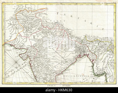 1770 Bonne Karte von Nord-Indien, Burma und Pakistan - Geographicus - IndiaNorth-Bonne-1770 Stockfoto