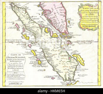 1852 bellin Karte von Sumatra, Malaca und Singapur - Geographicus - Sumatra-bellin-1750 Stockfoto