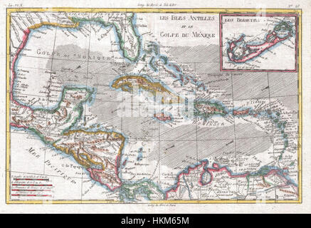 1780 Raynal und Bonne Karte der West Indies, Karibik und Golf von Mexiko - Geographicus - GolfeDuMexique-Bonne-1780 Stockfoto