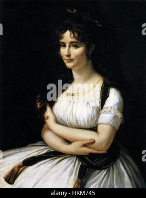 Dieses Ölgemälde von Antoine-Jean Gros mit dem Titel *Madame Pasteur* zeigt ein Porträt von Madame Pasteur, der Frau des berühmten französischen Chemikers Louis Pasteur. Gros fängt ihr edles Verhalten ein und spiegelt sowohl die persönliche als auch die historische Bedeutung der Familie Pasteur für den wissenschaftlichen und medizinischen Fortschritt wider. Stockfoto