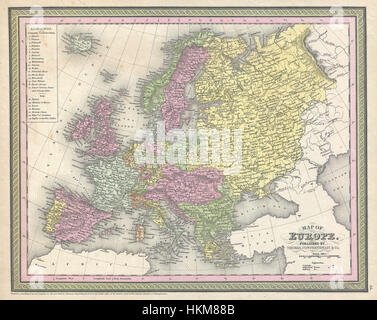 1850 Mitchell-Karte von Europa - Geographicus - Europa-Mitchell-1850 Stockfoto