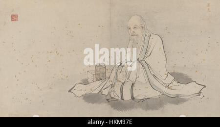 Dieses Stück aus einem Album mit daoistischen Gemälden zeigt die tiefen spirituellen und philosophischen Themen, die dem Daoismus innewohnen. Das Kunstwerk spiegelt die daoistischen Lehren wider und verwendet lebendige Symboliken, um die Balance und Harmonie zu vermitteln, die für die Philosophie von zentraler Bedeutung sind. Stockfoto