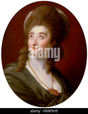 Dieses Gemälde aus dem 18. Jahrhundert von Pompeo Batoni zeigt Aleksandra Potocka als Melpomene, die griechische Muse der Tragödie. Das Porträt zeigt Potocka in dramatischer, klassischer Kleidung, mit einem Ausdruck, der die Gravitation und Eleganz von Melpomene vermittelt. Stockfoto