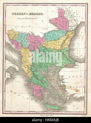 1827 Finley Karte von Türkei in Europa, Griechenland und den Balkan - Geographicus - Anlass-Finley-1827 Stockfoto