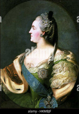 Katharina II. Von Russland bezieht sich auf ein Kunstwerk, das Katharina die große, Kaiserin von Russland, darstellt. Dieses Stück unterstreicht ihre Bedeutung in der russischen Geschichte und ihr Vermächtnis in Kunst und Politik während ihrer Regierungszeit. Stockfoto