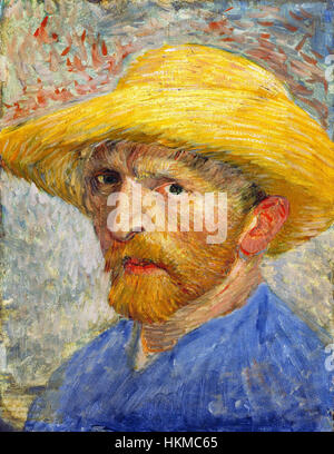 Van Gogh Selbstportrait mit Strohhut 1887-Detroit Stockfoto