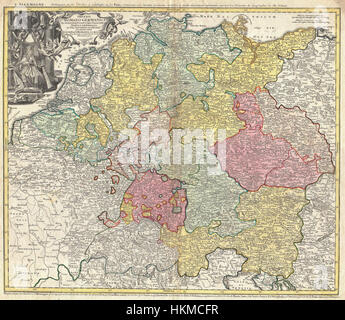 1740 Homann Karte des Heiligen Römischen Reiches (germanische Reich) - Geographicus - ImperiiRomanoGerman-Homann-1740 Stockfoto