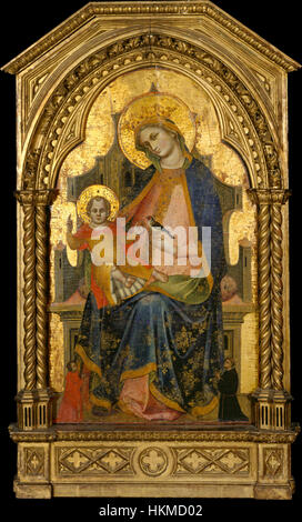 23 Lorenzo Veneziano, Madonna und Kind mit zwei Gebern inthronisiert. (108,3 x 65,7 cm) Metmuseum, N-Y Stockfoto