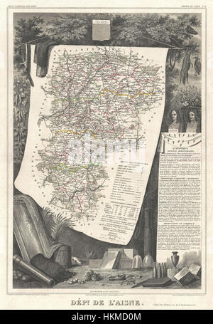 1852 Levasseur Karte der Abteilung wurden, Frankreich - Geographicus - Aisne-Levasseur-1852 Stockfoto