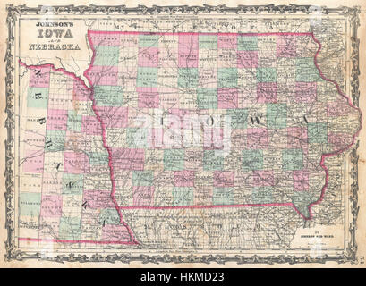 1862 Johnson Karte von Iowa und Nebraska - Geographicus - IANE-Johnson-1862 Stockfoto