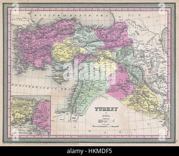 1853 Mitchell-Karte von Türkei in Asien (Palästina, Syrien, Irak, Türkei) - Geographicus - TurkeyAsia-Mitchell-1850 Stockfoto