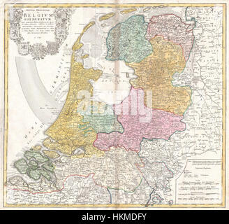 1748 Homann Erben Karte von Holland (Niederlande) - Geographicus - BelgiumFoederatum-Homannheirs-1748 Stockfoto