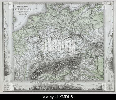 1862 physische Karte von Zentral-Europa oder Deutschland - Geographicus - DeutschlandPhy-Perthes-1862 Stockfoto