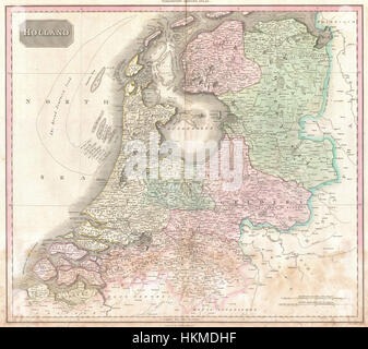 1818 Pinkerton Karte von Holland oder Niederlande - Geographicus - Holland-Pinkerton-1818 Stockfoto