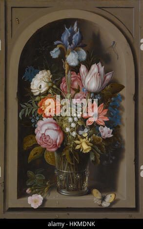 Ambrosius Bosschaert der ältere A Stillleben mit Blumen in ein Becherglas Stockfoto