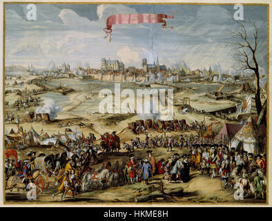 Diese Karte aus dem 17. Jahrhundert mit dem Titel *de Belegeringh van Wismar* von Atlas Van der Hagen zeigt die Belagerung von Wismar während des Dreißigjährigen Krieges. Es ist ein wichtiges historisches Dokument, das militärische Taktiken und Kriegsstrategien der damaligen Zeit veranschaulicht. Stockfoto