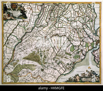 Eine aktualisierte und korrigierte Version des *Atlas Van der Hagen* mit einer detaillierten Karte der Ultraiectini Domini, einem Gebiet von historischer Bedeutung in den Niederlanden. Die Karte enthält neue und genauere Daten für die Region. Stockfoto