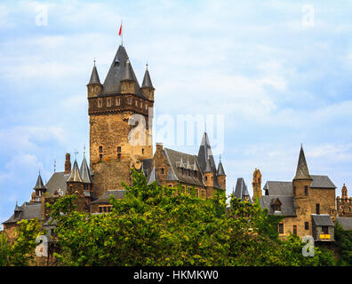 Blick auf die Burg Cochem, Deutschland. Stockfoto