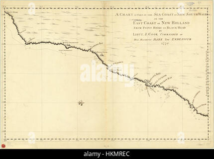 Ein Diagramm des Teils von der Küste von New South Wales an der Ostküste von New Holland aus Punkt Hicks, schwarzen Kopf WDL6772 Stockfoto