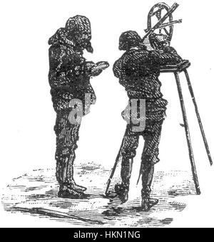 „The Field of Ice“ von Riou und Montaut zeigt eine dramatische Eislandschaft, die die raue Schönheit der Natur in ihrer extremsten Form einfängt. Das Gemälde vermittelt die Fragilität und Majestät eisbedeckter Terrains. Stockfoto