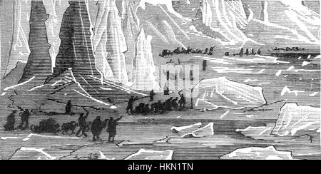 „The Field of Ice“ von Riou und Montaut ist eine dramatische Darstellung eisiger Landschaften, die die krasse und kraftvolle Bildsprache einer gefrorenen Welt zeigt. Das Stück fängt die kalte Schönheit und Herausforderung eisiger Böden ein und weckt ein Gefühl der Isolation. Stockfoto