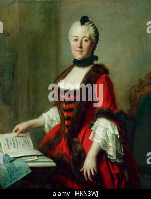 Dieses Porträt von Pietro Antonio Conte Rotari fängt Maria Antonia von Bayern, eine bayerische Prinzessin, im 18. Jahrhundert ein. Rotari war bekannt für seine geschickten Darstellungen der Aristokratie während der Rokoko-Zeit. Stockfoto