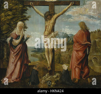 Albrecht Altdorfer - Christus am Kreuz zwischen Maria und Johannes - WGA00214 Stockfoto