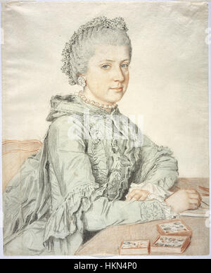 Ein Porträt von Maria Christina von Österreich, gemalt von Jean-Etienne Liotard im Jahre 1762. Das Gemälde fängt die Eleganz und Raffinesse der erzherzogin ein und spiegelt den Rokoko-Stil der damaligen Zeit wider. Stockfoto
