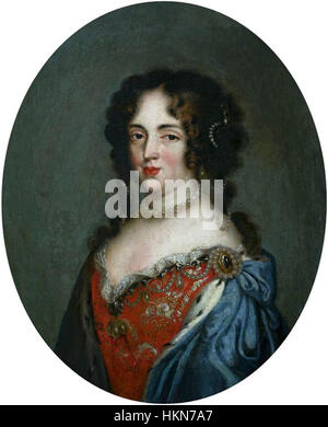 Das Gemälde von Marie Casimire Sobieska von Callot zeigt die Königin von Polen im traditionellen barocken Porträtstil des 17. Jahrhunderts. Stockfoto